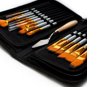 15Pcs Nylon Hair Art Painting Brushes Set Watercolor