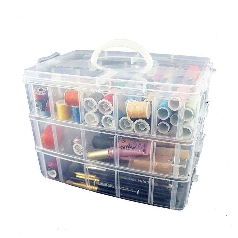 Large Storage Container with 30 Adjustable Compartments Container for Thread Storing Sewing Embroidery Accessories Bobbins Beads
